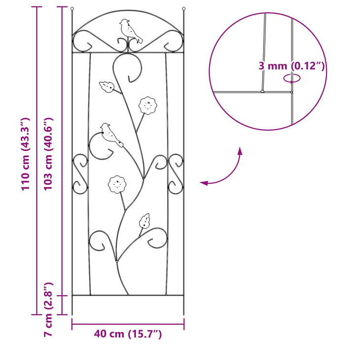 Recinzione per Giardino 3 pcs Nero 112 x 40 cm Acciaio 42021362