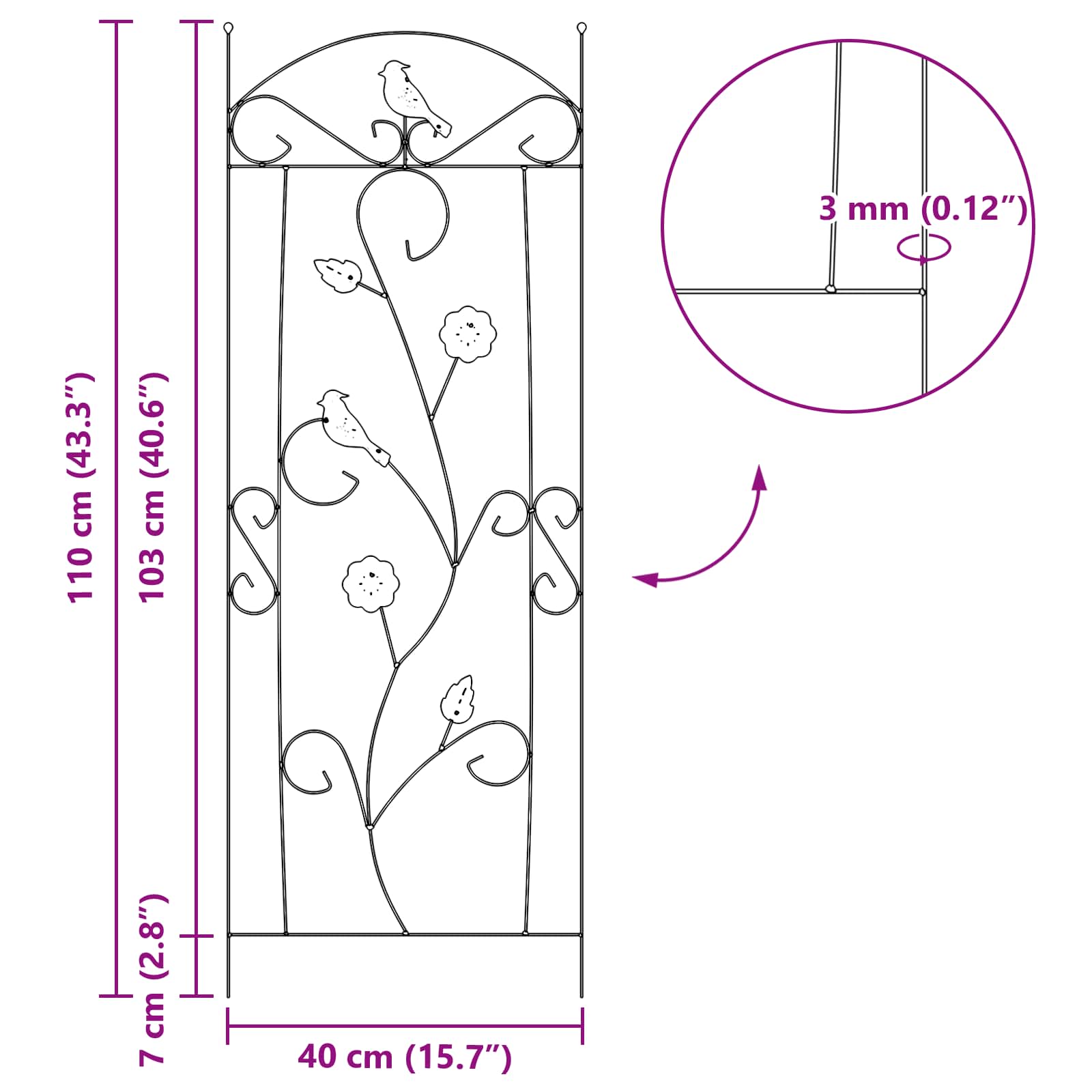 Recinzione per Giardino 3 pcs Verde 112 x 40 cm Acciaio 42021363