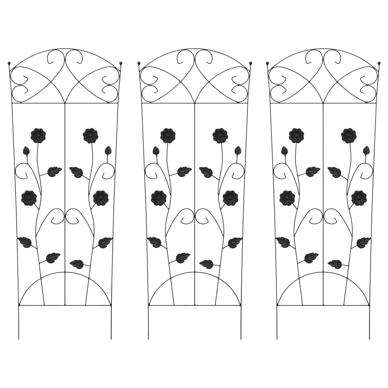 Recinzione per Giardino 3 pcs Nero 112 x 40 cm Acciaio 42021364