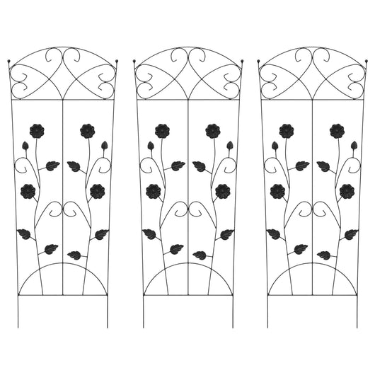 Recinzione per Giardino 3 pcs Nero 112 x 40 cm Acciaio 42021364