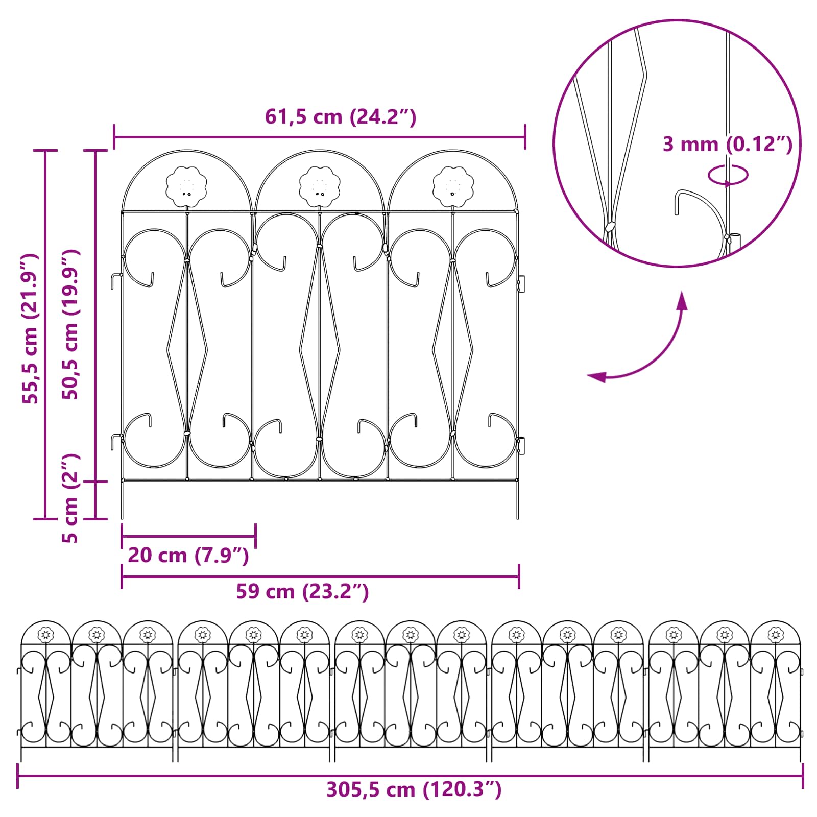 Recinzione per Giardino Traliccio Nero 42021368