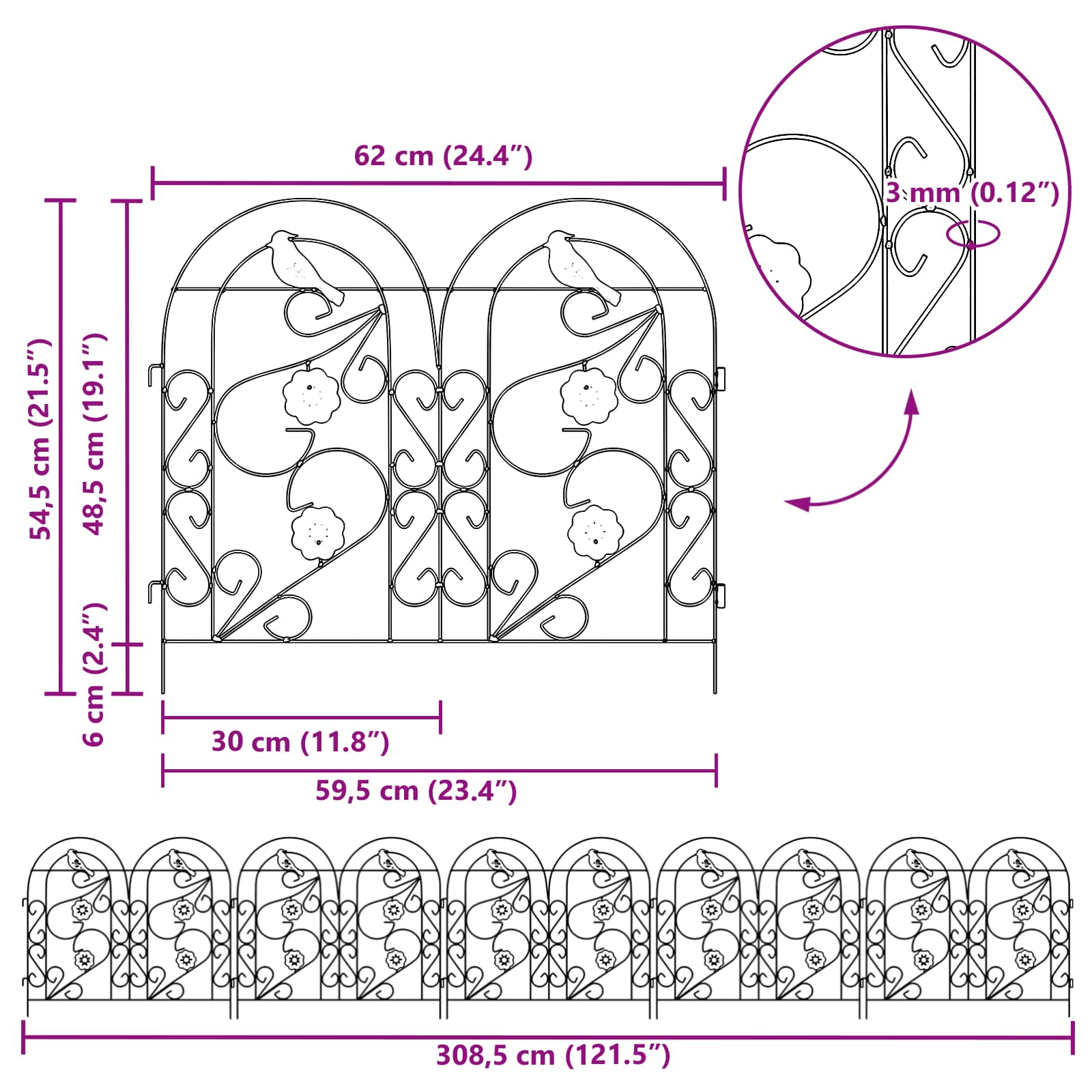 Recinzione per Giardino Traliccio Nero 42021370