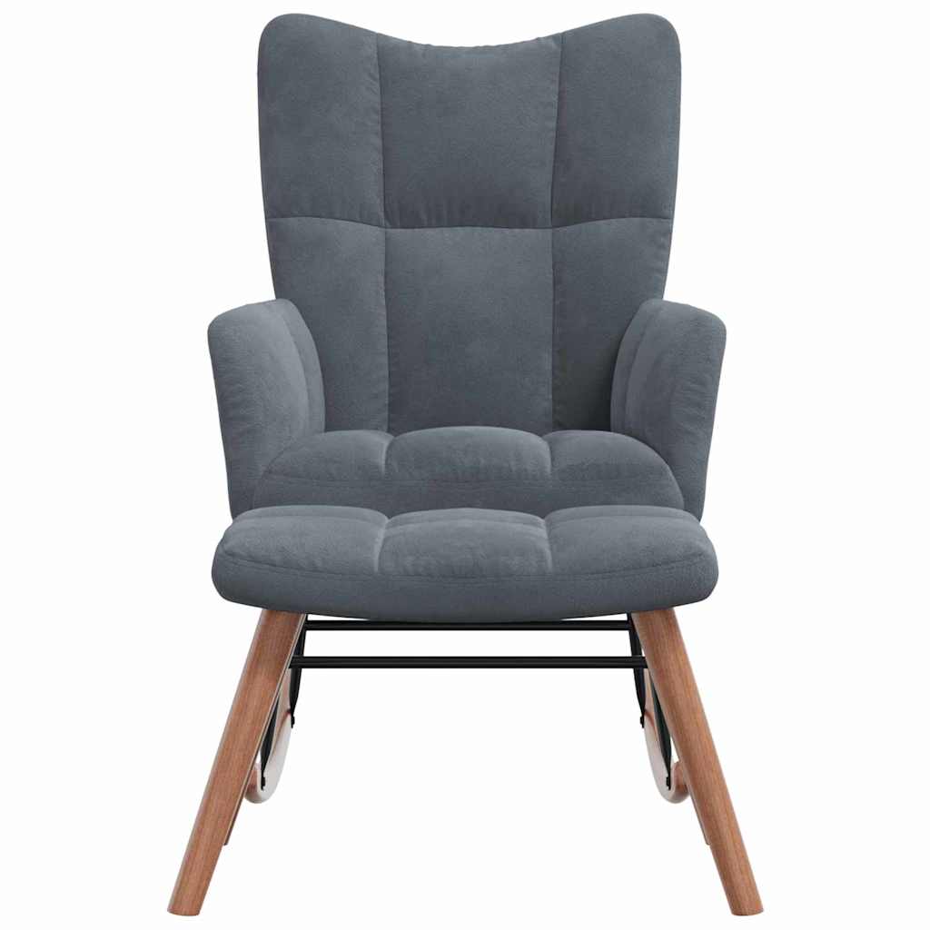Sedia a dondolo con poggiapiedi 2 pcs Grigio scuro Velluto 42022454