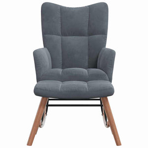 Sedia a dondolo con poggiapiedi 2 pcs Grigio scuro Velluto 42022454