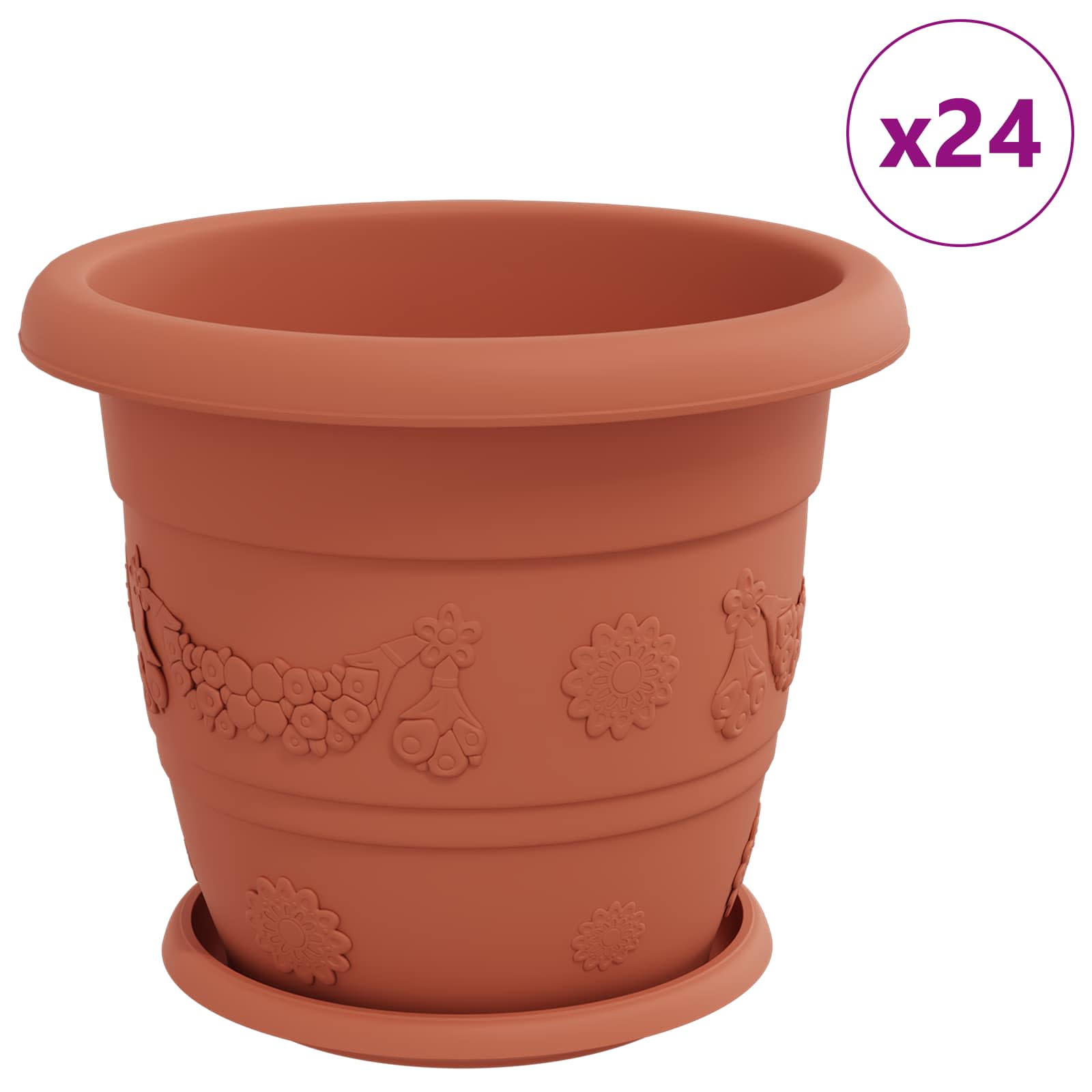 Vasi per Piante 24 pcs Rosso Mattone Ø 26 x 21.5 cm Plastica