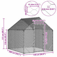Gabbia per polli Argento 200x170x177cm Acciaio zincato 42023409