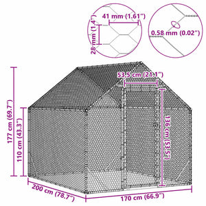 Gabbia per polli Argento 200x170x177cm Acciaio zincato 42023409