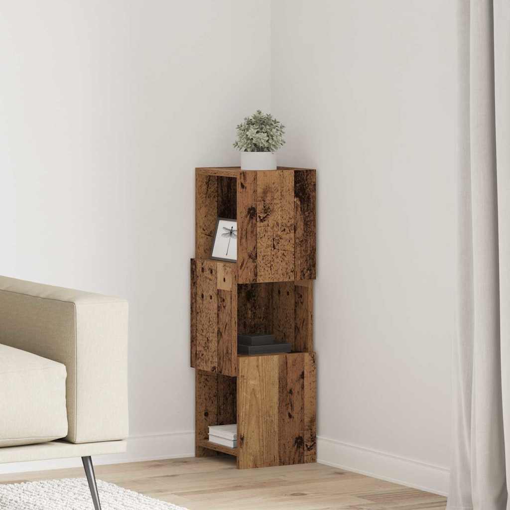 Mobile angolare Bianco 25,5x25x80cm Legno multistrato 889819