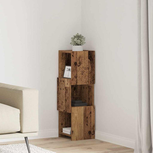 Mobile angolare Bianco 25,5x25x80cm Legno multistrato 889819