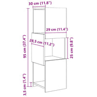 Mobile angolare Bianco 30,5x30x95cm Legno multistrato 889835