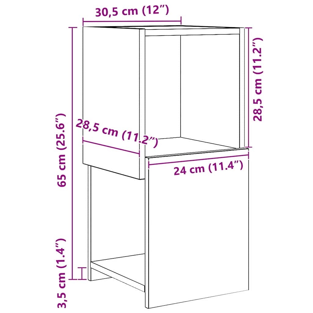 Mobile angolare Bianco 30,5x30x65cm Legno multistrato 889839