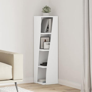 Mobile angolare Bianco 27,5x27x102cm Legno multistrato 889845