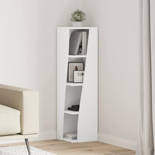 Mobile angolare Bianco 27,5x27x102cm Legno multistrato 889845