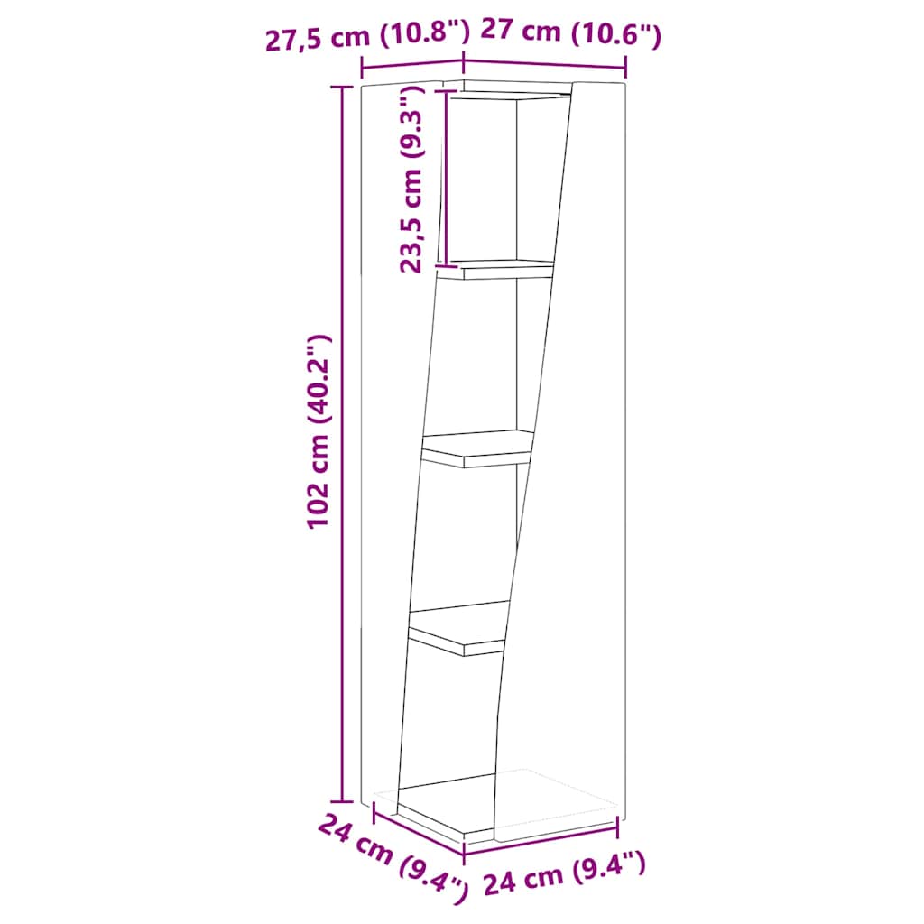Mobile angolare Bianco 27,5x27x102cm Legno multistrato 889846