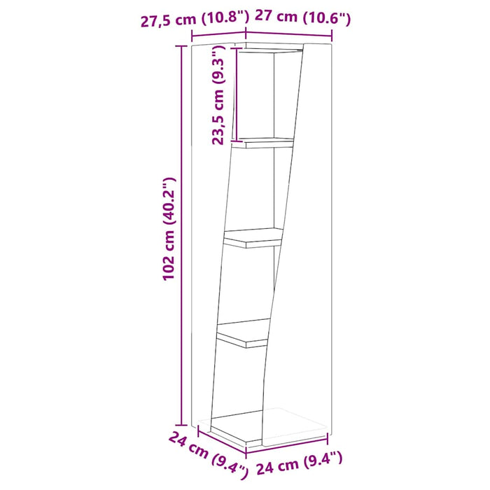 Mobile angolare Bianco 27,5x27x102cm Legno multistrato 889848
