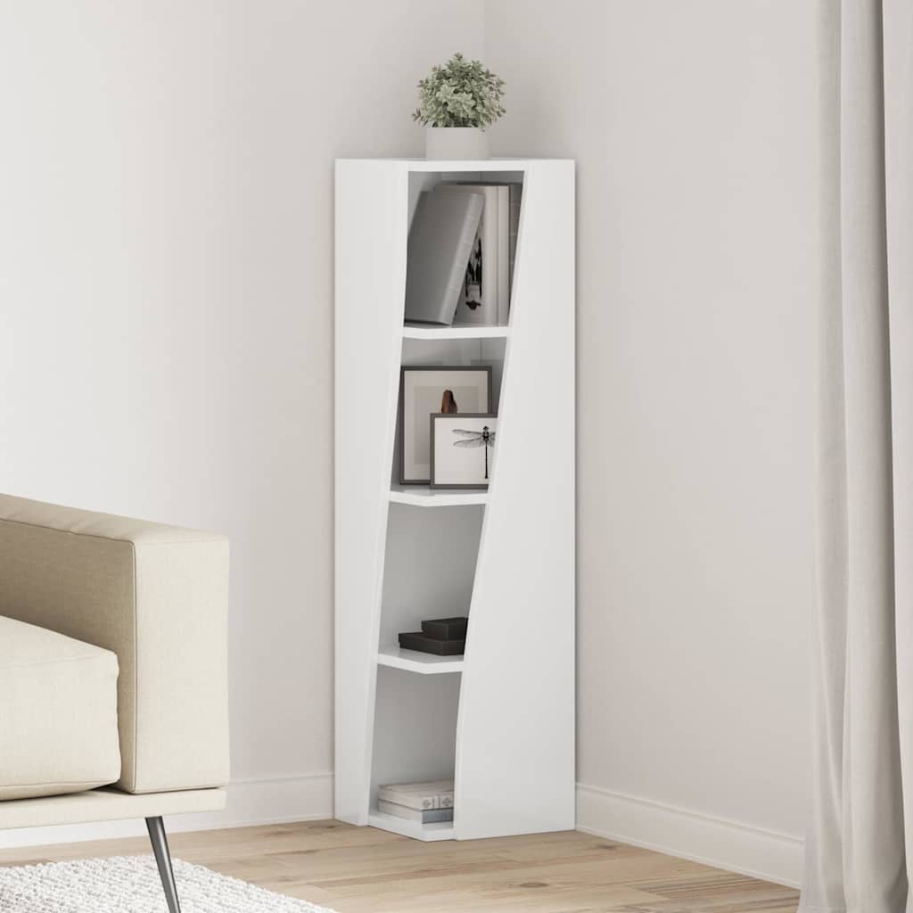 Mobile angolare Bianco 27,5x27x102cm Legno multistrato 889849