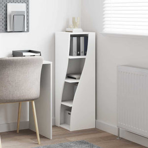 Mobile angolare Bianco 32x32x102cm Legno multistrato 889855