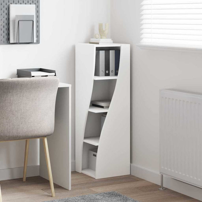 Mobile angolare Bianco 32x32x102cm Legno multistrato 889855