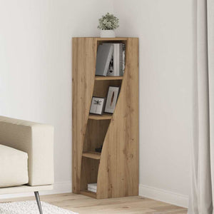 Mobile angolare Bianco 32x32x102cm Legno multistrato 889864