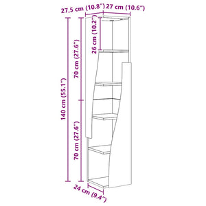 Mobile angolare Bianco 27,5x27x140cm Legno multistrato 889868