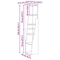 Mobile angolare Bianco 27,5x27x140cm Legno multistrato 889874