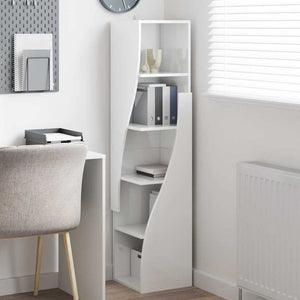 Mobile angolare Bianco 32x32x140cm Legno multistrato 889879