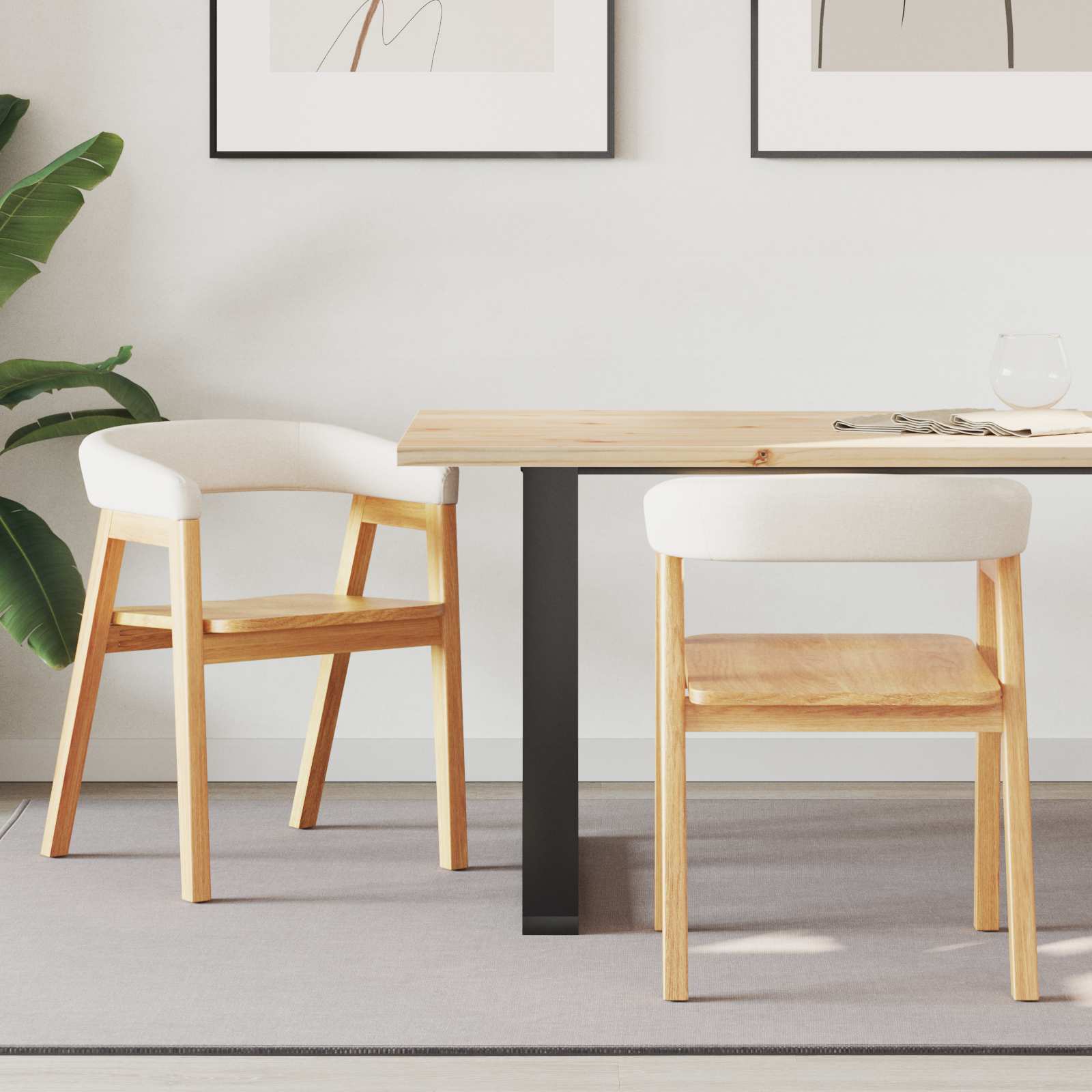 Sedie da pranzo 2 pcs Naturale 54 x 57 x 73 cm