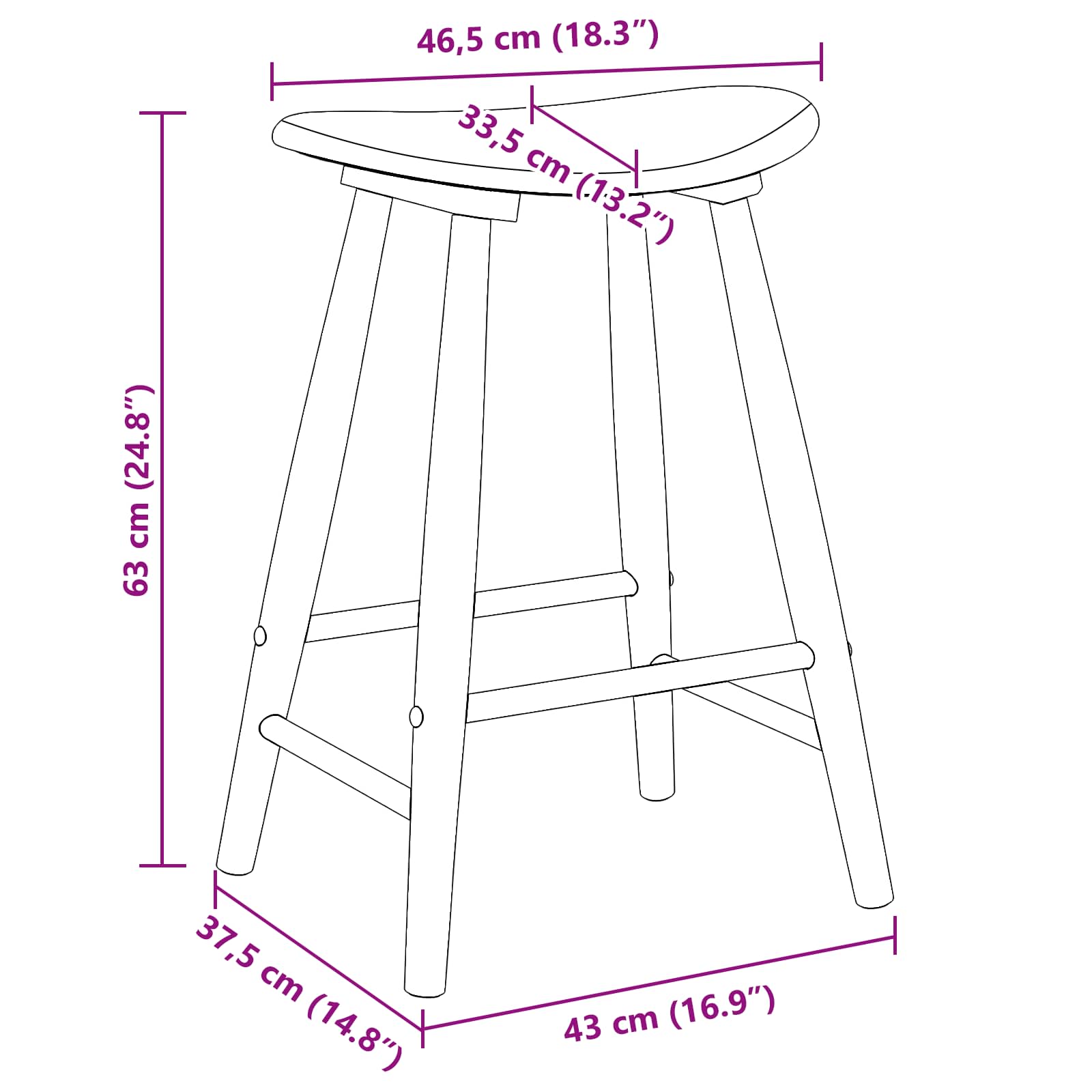 Sedie da pranzo 2 pcs Marrone Chiaro 46 x 37 x 63 cm 42020457