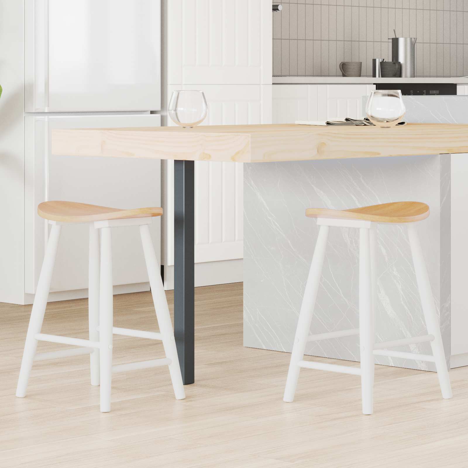 Sedie da pranzo 2 pcs Bianco 46 x 37 x 63 cm