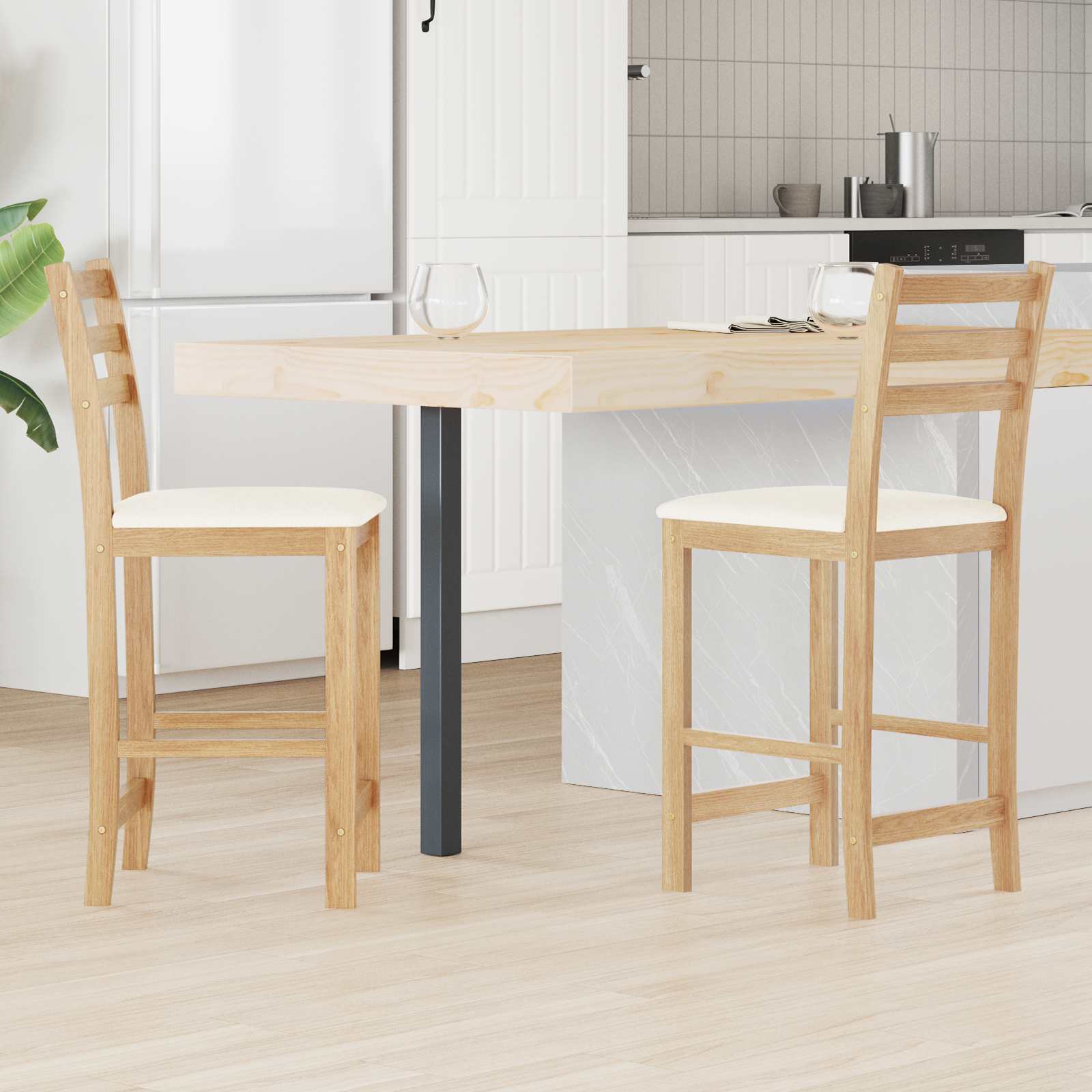 Sedie da pranzo 2 pcs Naturale 40 x 47,5 x 99,5 cm 42020467