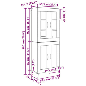 Credenza Legno vecchio 69,5 x 34 x 180 cm Legno multistrato 3403580