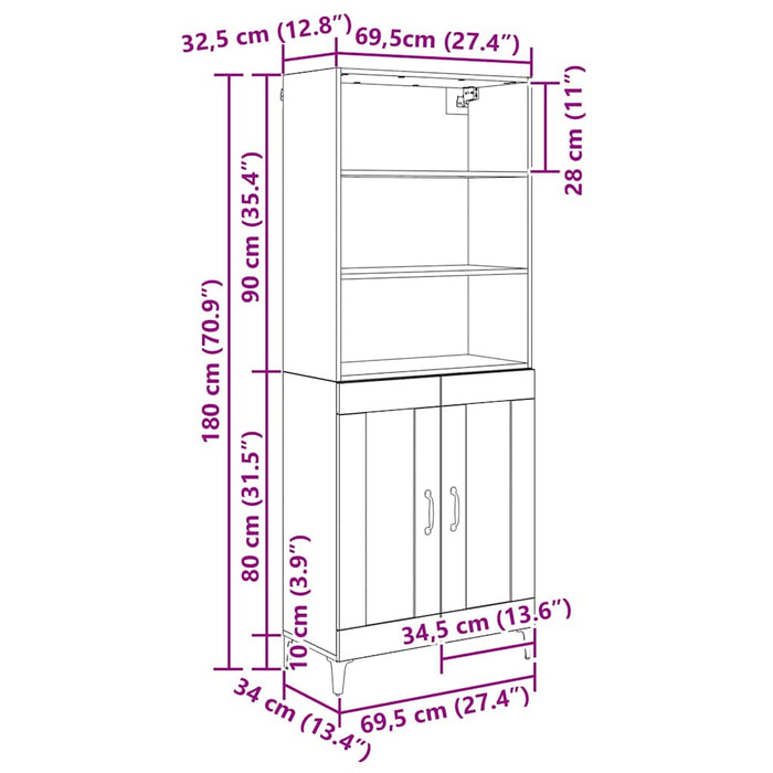 Credenza 2 pcs Legno vecchio Legno multistrato 3403589