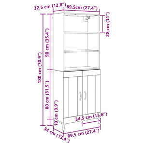 Credenza 2 pcs rovere artigianale Legno multistrato 3403590