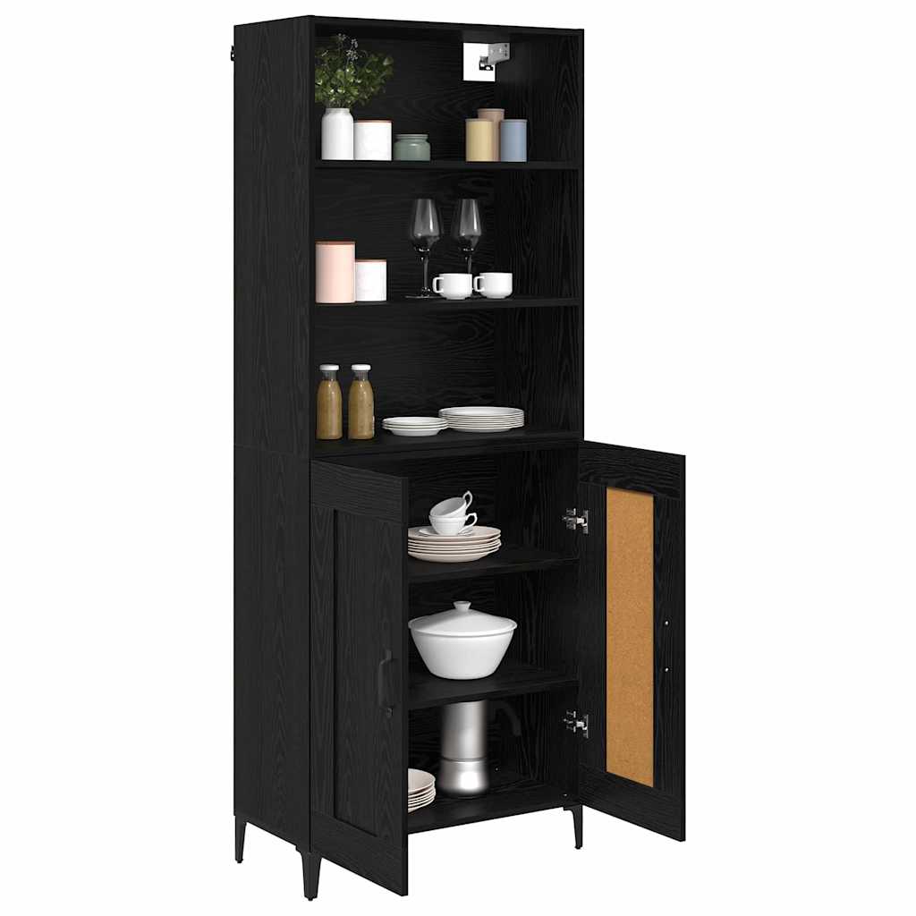 Credenza 2 pz-Set di 2 Buffet-Armadio da cucina Rovere nero Legno multistrato 411019
