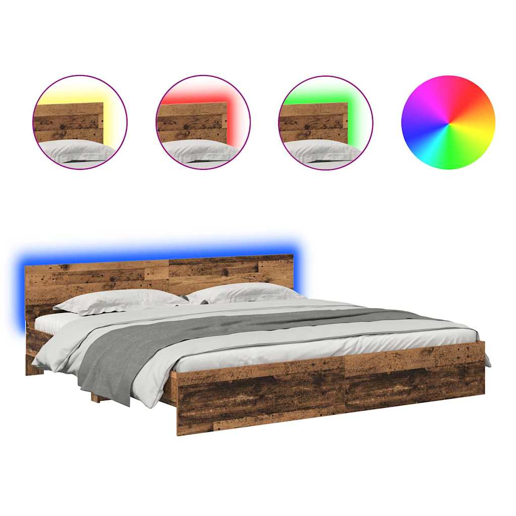 Struttura del letto con testiera-Giroletto con Testiera Legno vecchio 200 x 200 cm 758111