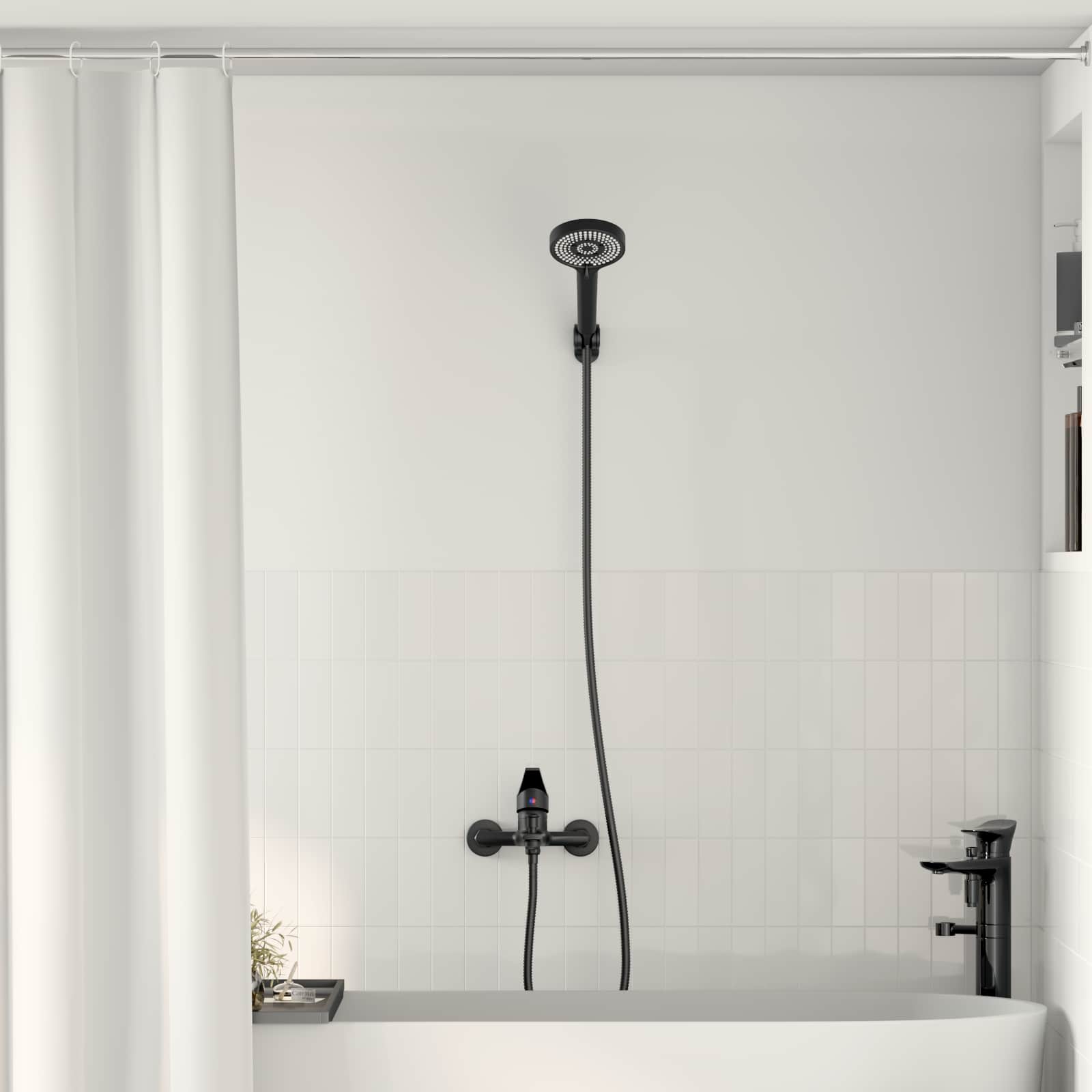 Set di doccia con soffione Nero G 1 / 2 pollici 42023401