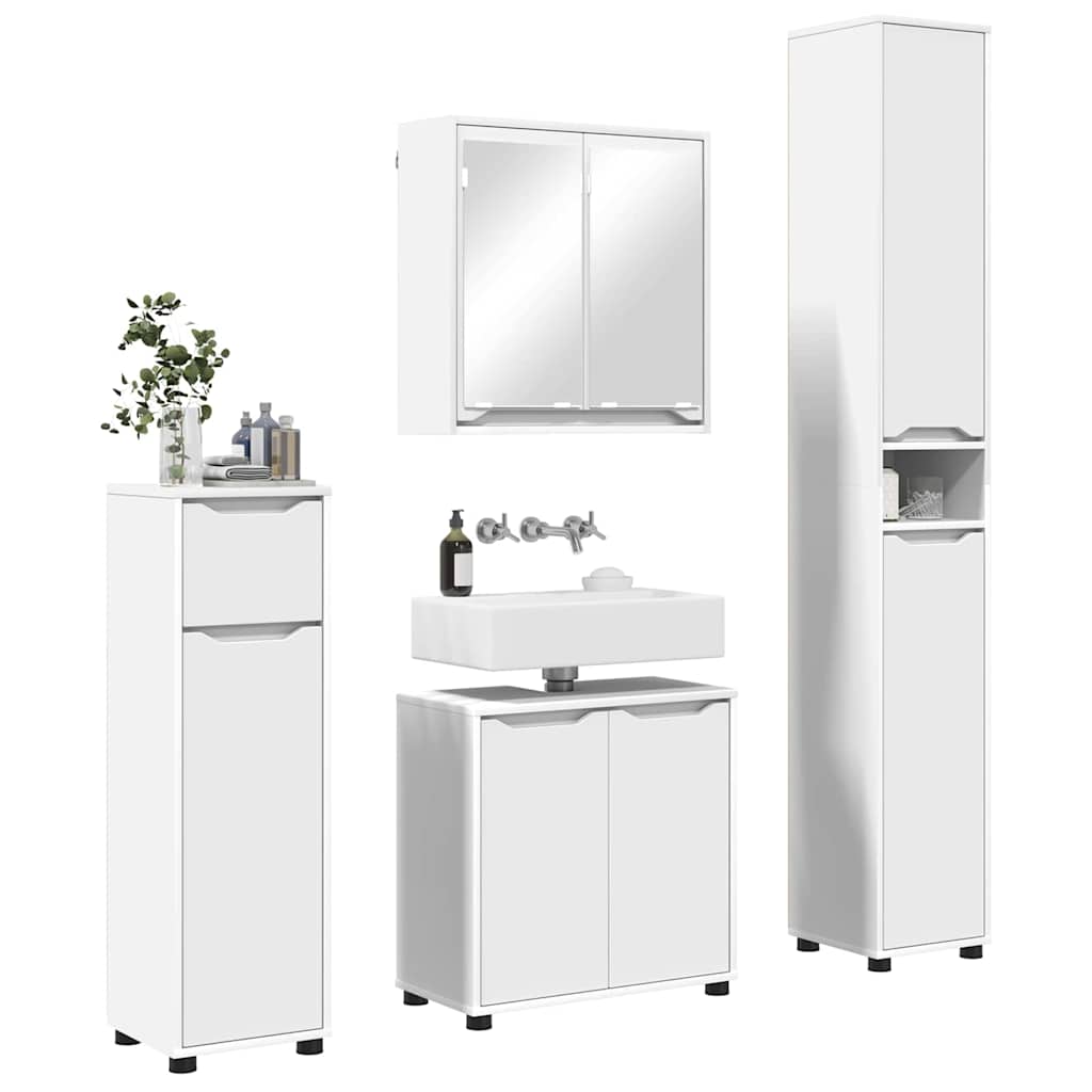 Set di mobili per il bagno 4 pcs Bianco Legno multistrato 3403840