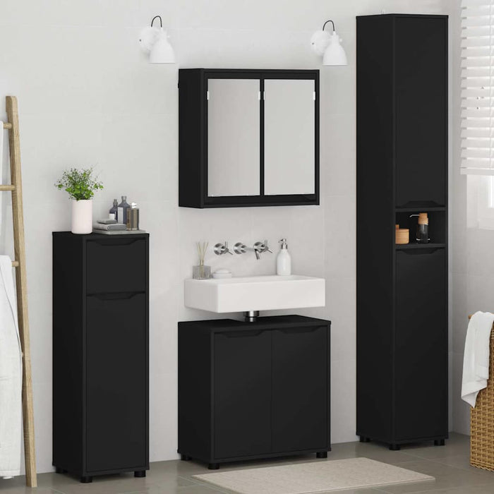 Set di mobili per il bagno 4 pcs Nero Legno multistrato 3403841