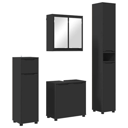 Set di mobili per il bagno 4 pcs Nero Legno multistrato 3403841