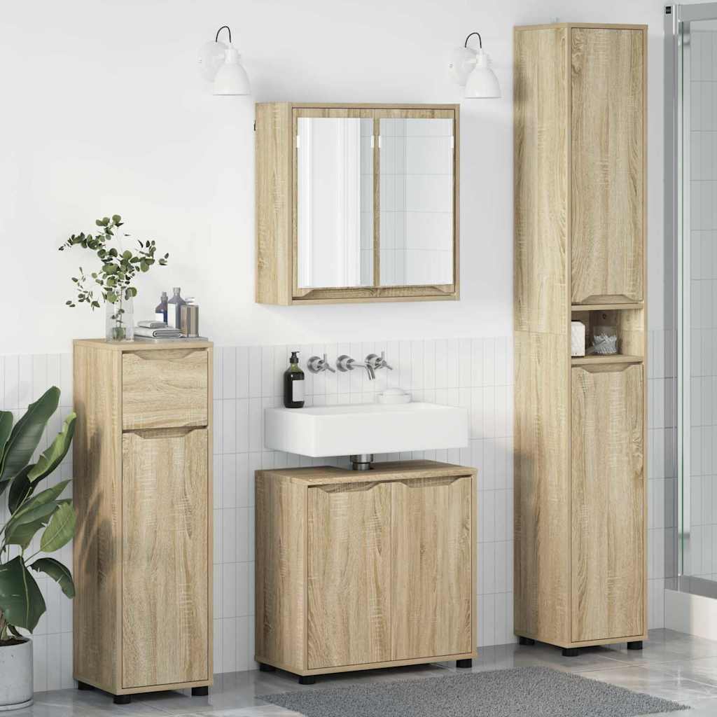 Set di mobili per il bagno con cassetto 4 pcs Rovere Sonoma 3403842