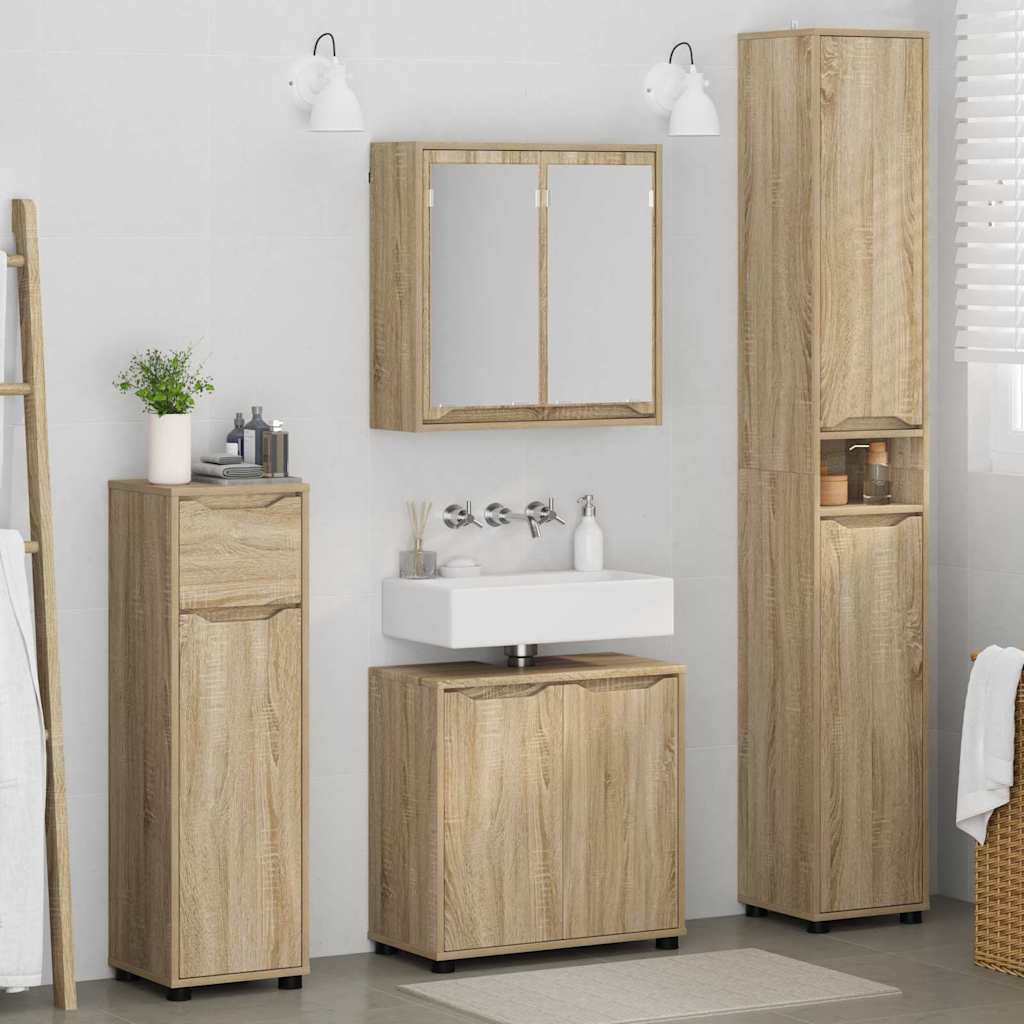Set di mobili per il bagno con cassetto 4 pcs Rovere Sonoma 3403842