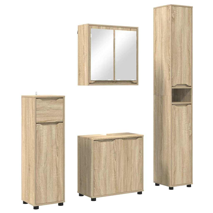 Set di mobili per il bagno con cassetto 4 pcs Rovere Sonoma 3403842