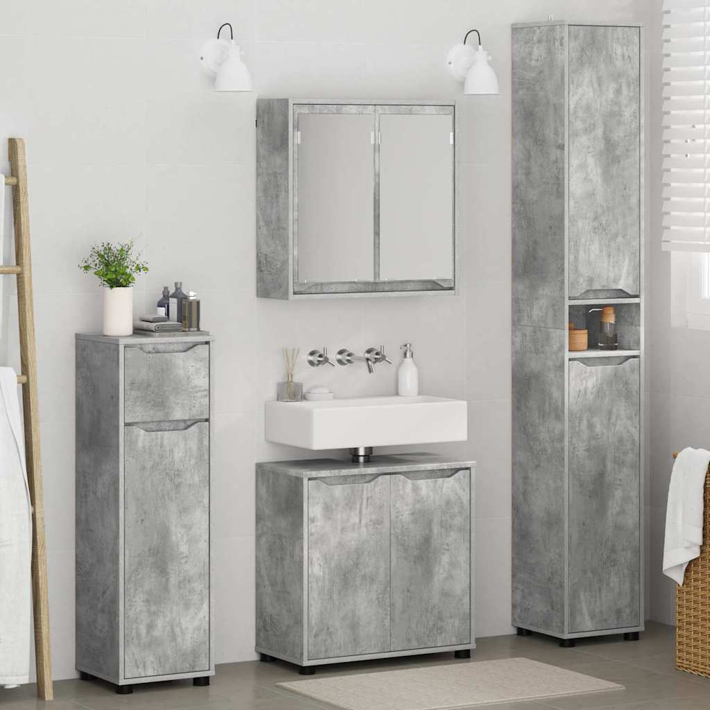 Set di mobili per il bagno con cassetto 4 pcs Grigio cemento 3403843