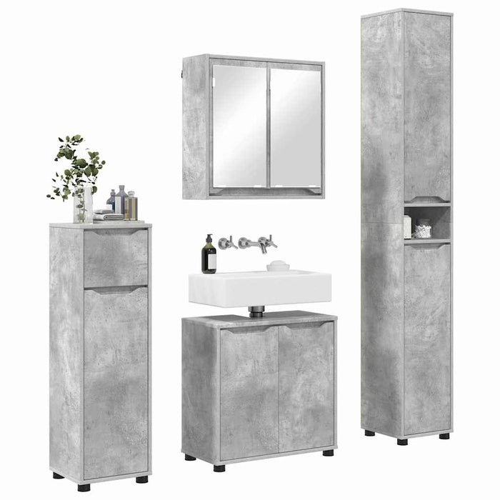 Set di mobili per il bagno con cassetto 4 pcs Grigio cemento 3403843
