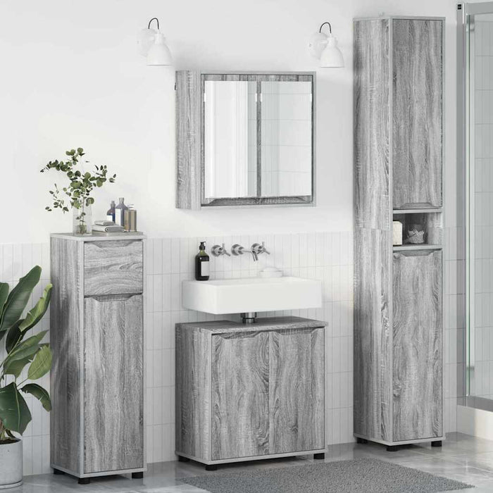 Set di mobili per il bagno con cassetto 4 pcs Grigio Sonoma 3403846