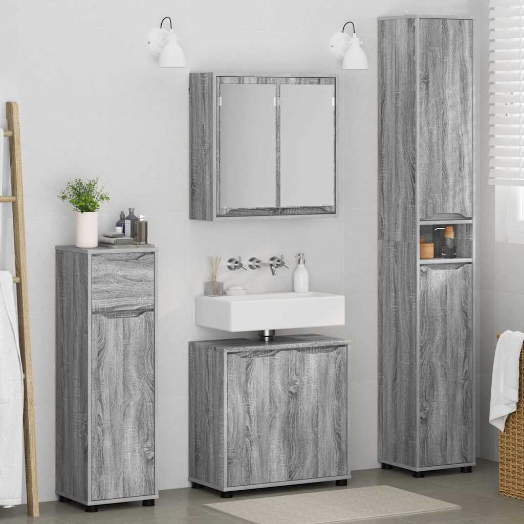 Set di mobili per il bagno con cassetto 4 pcs Grigio Sonoma 3403846