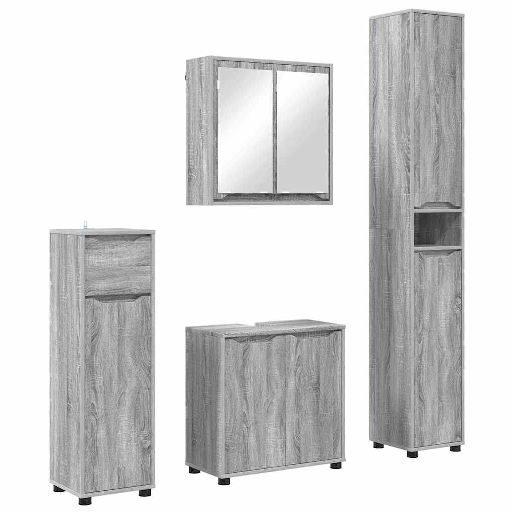 Set di mobili per il bagno con cassetto 4 pcs Grigio Sonoma 3403846