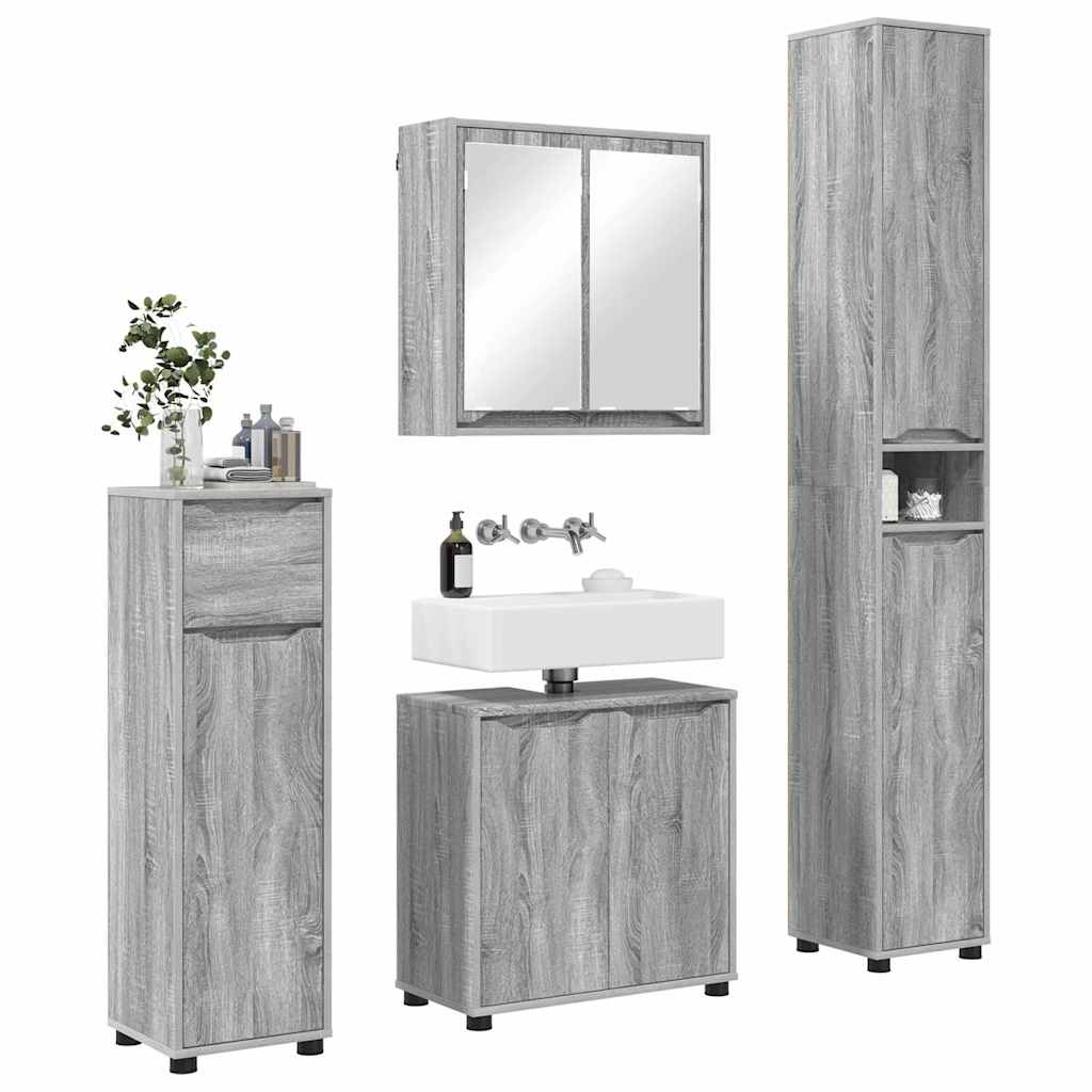 Set di mobili per il bagno con cassetto 4 pcs Grigio Sonoma 3403846