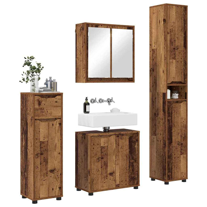 Set di mobili per il bagno con cassetto 4 pcs Legno vecchio 3403848