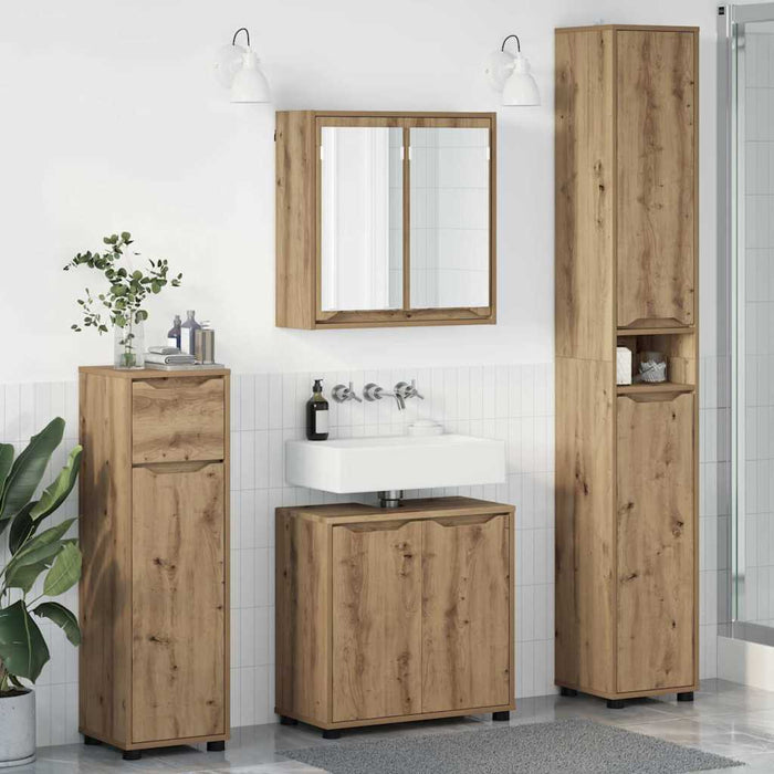 Set di mobili per il bagno con ruota 4 pcs Rovere artigianale 3403849